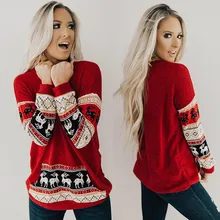 ##Special Price Women Christmas Red Splice Festival Sweat Shirt Print Pocket Pullover Tops Blouse ##Special Price Women Christmas Red Splice Festival Sweat Shirt Print Pocket Pullover Tops Blouse