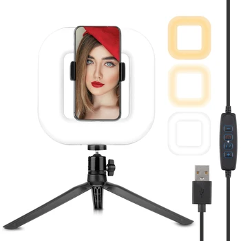 

2pcs 360 Rotation Portable Makeup Light LED Square Ring Light With Non-Slip Mini Tripod Live Light Photography Mirror Light