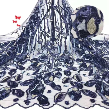 

Lace Fabric for Dresses Latest Nigerian French Tulle Lace with Sequin High Quality African Sequins Lace Fabric