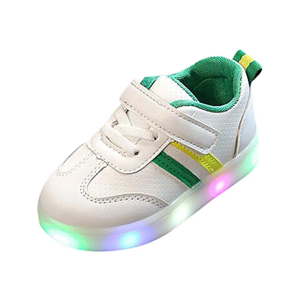 New Children Luminous Shoes Boys Girls Stripe Sport Running Shoes Baby Lights Fashion Sneakers Toddler Kids LED Sneakers Oct 23