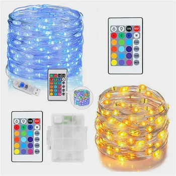 Led Fairy Garland RGB 16 Colors Changing Led String Light 5m 10m USB/Battery Remote Control Christmas Lights Party Wedding Decor