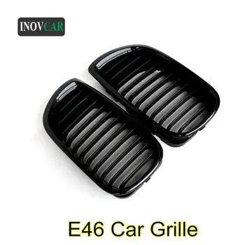 

1 Pair For B M W 3 Series E46 4 Doors ABS 1-Slat Front Bumper Air Intake Grille Bright Black Kidney Grille 2002-2004