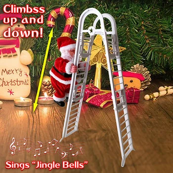 

2020 Christmas Santa Claus Electric Climb Ladder Hanging Decoration Funny Xmas Tree Ornaments Party Kids Gifts New Year 2021