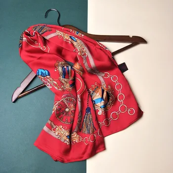 

90X90cm Handkerchief Printed Headband Female Summer Sunscreen Ginger Scarves Retro Elegant Soft Square Wraps Women 2020 Spring