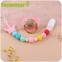 Fosmeteor New Baby Products Crown Pacifiers To Soothe The Baby Silicone Crown Beads Bite Pacifier Chain Anti-Dropping Set Toy