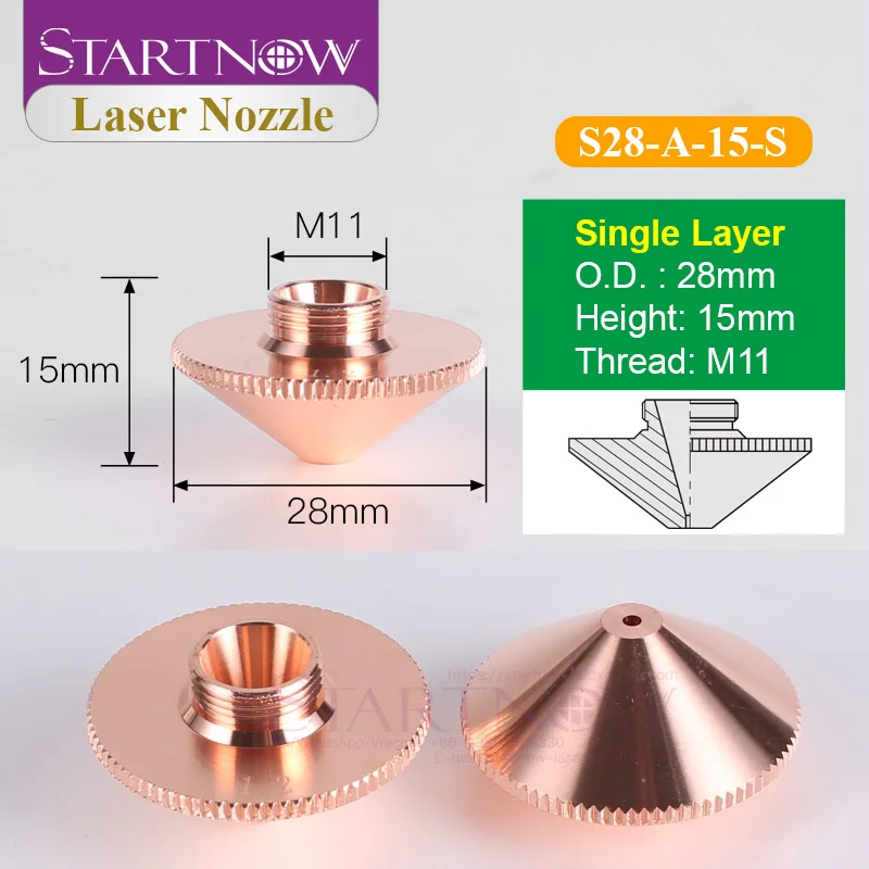 Startnow S28-A Fiber Laser Cutting Nozzle Single Layer Double Caliber 1.0 1.2 1.5 CO2 WSX OEM For CNC Precitec Fiber Laser Head
