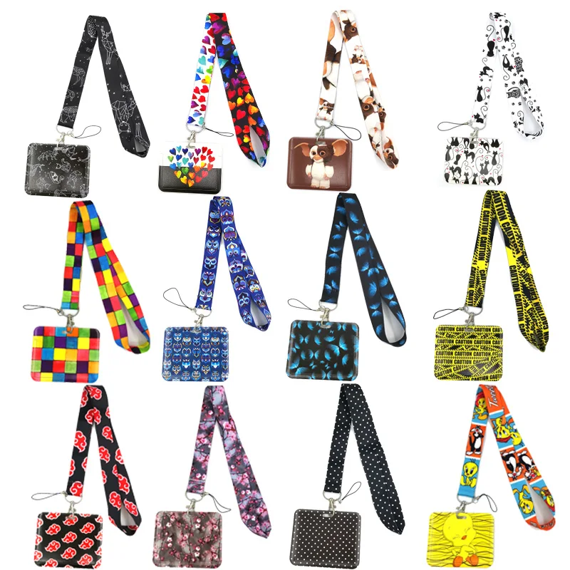 Anime Lanyard Badge Holder ID Card Lanyards Mobile Phone Rope Keys Lanyards Neck Straps Keychains Key Ring flyingbee colorful fashion lanyard phone rope keychains phone lanyard for keys id card cartoon lanyards for men women x0463