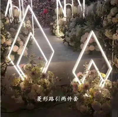 wedding road lead semi-circular LED lights with glowing rainbow road trigger light diamond stage scene layout props