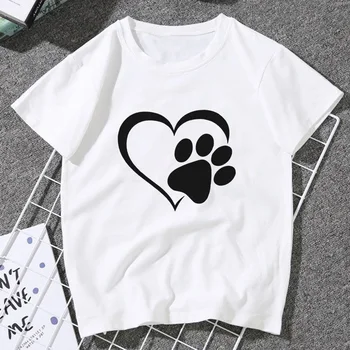 

New Devil's Claw Cute Love Dog Paw Print T Shirt Women 2020 Summer Casual Vintage Tshirt Fashion Top Shirt Female T-shirt Tumblr