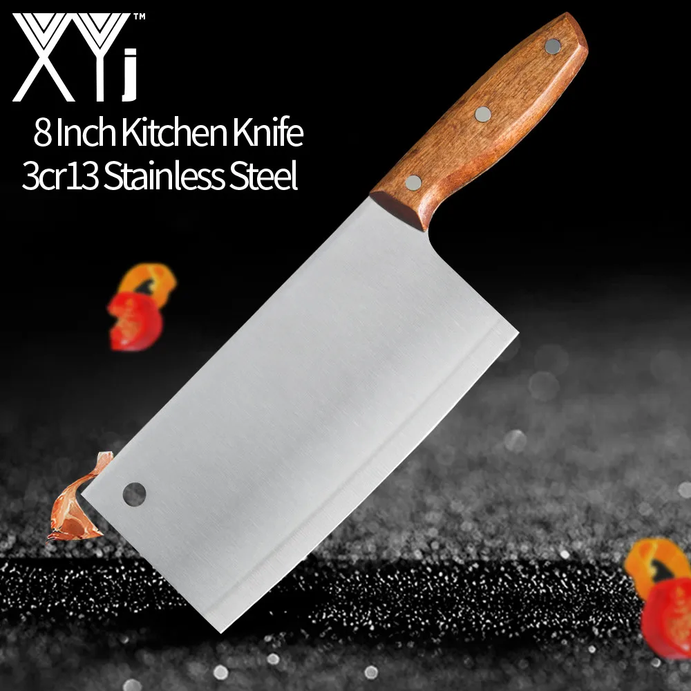 Kitchen Knives 7 Inch Chinese Cleaver Chef Knife Full Tang 7Cr17 Forged  Chopping Knife Frozen Meat Slicer Wood Handle Stainless - AliExpress