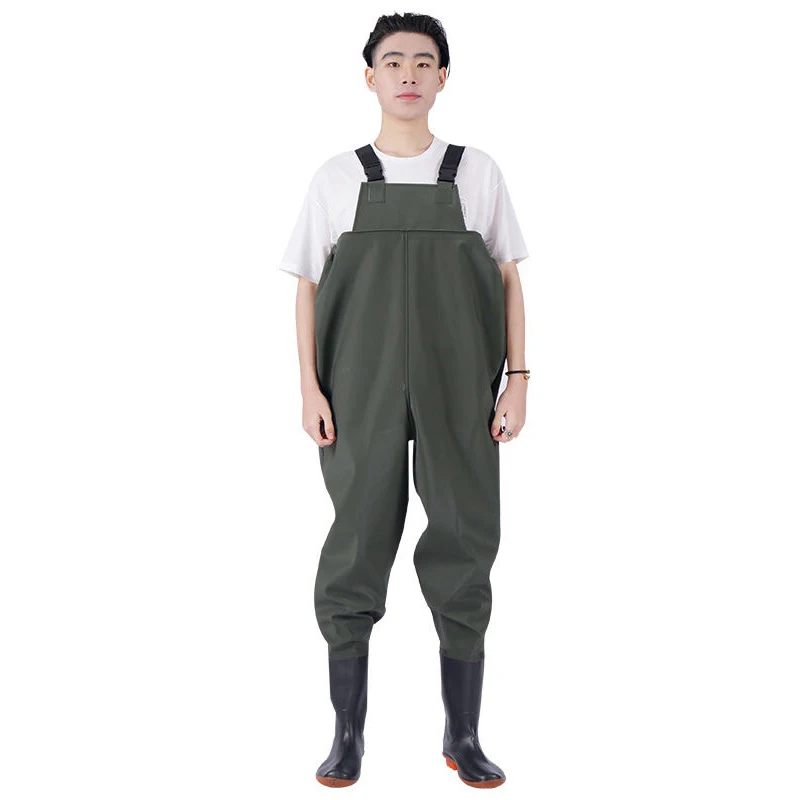 Winter fishing waders boots Outdoor fishing suit 75 silk Thick material Waterproof pants Wading rubber boots for men