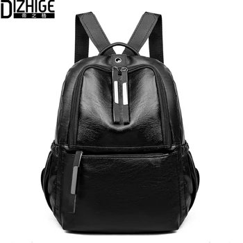 

DIZHIGE 2020 Fashion Leather Women Backpack Black Red Color PU Anti Theft Backpack Female Travel Shoulder Bag For Teenage Girls