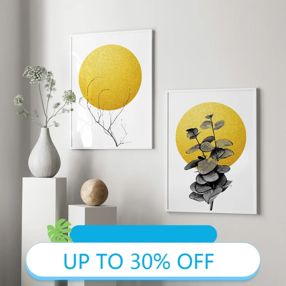 Рождественское украшение холст живопись постеры абстрактный желтый лист солнце