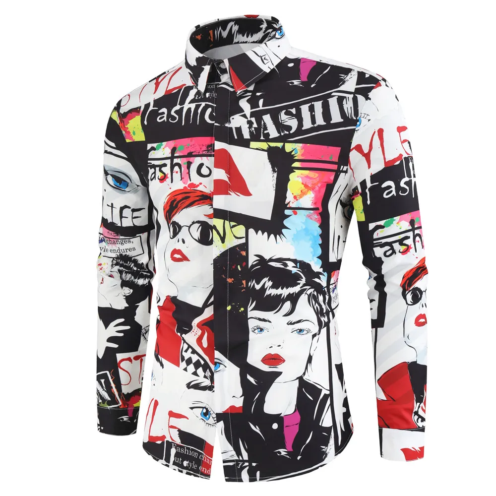 

Men Shirts 2020 New High Quality Men's 3D Digital Printed Single Breasted Hip Hop Long Sleeve Men's Shirts
