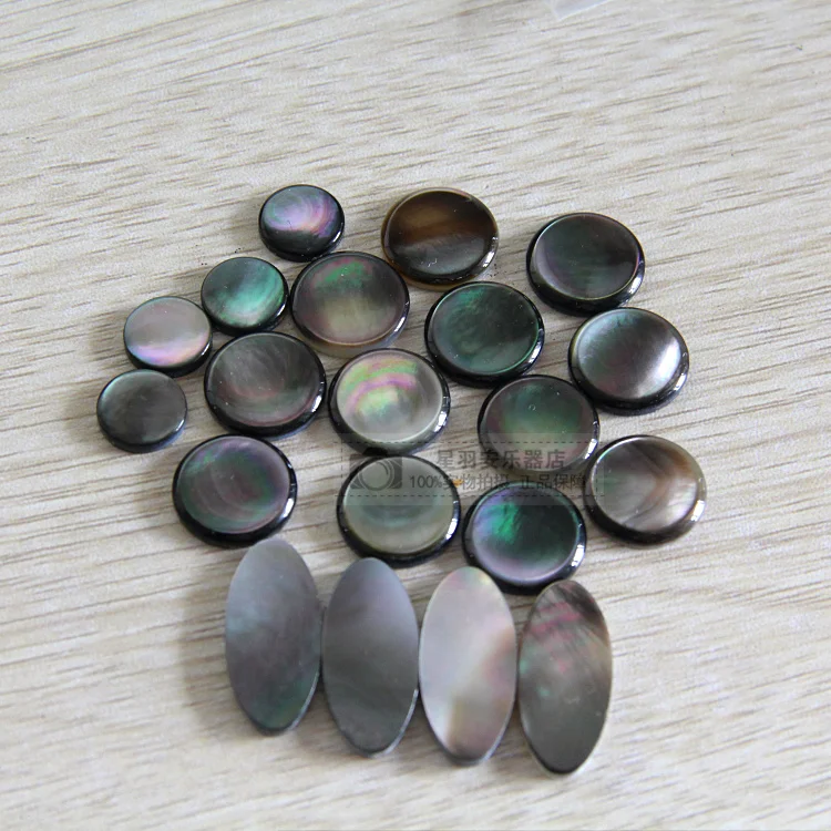 2set=18pcsSaxophone real mother of pearl key buttons inlays sax part Black shell