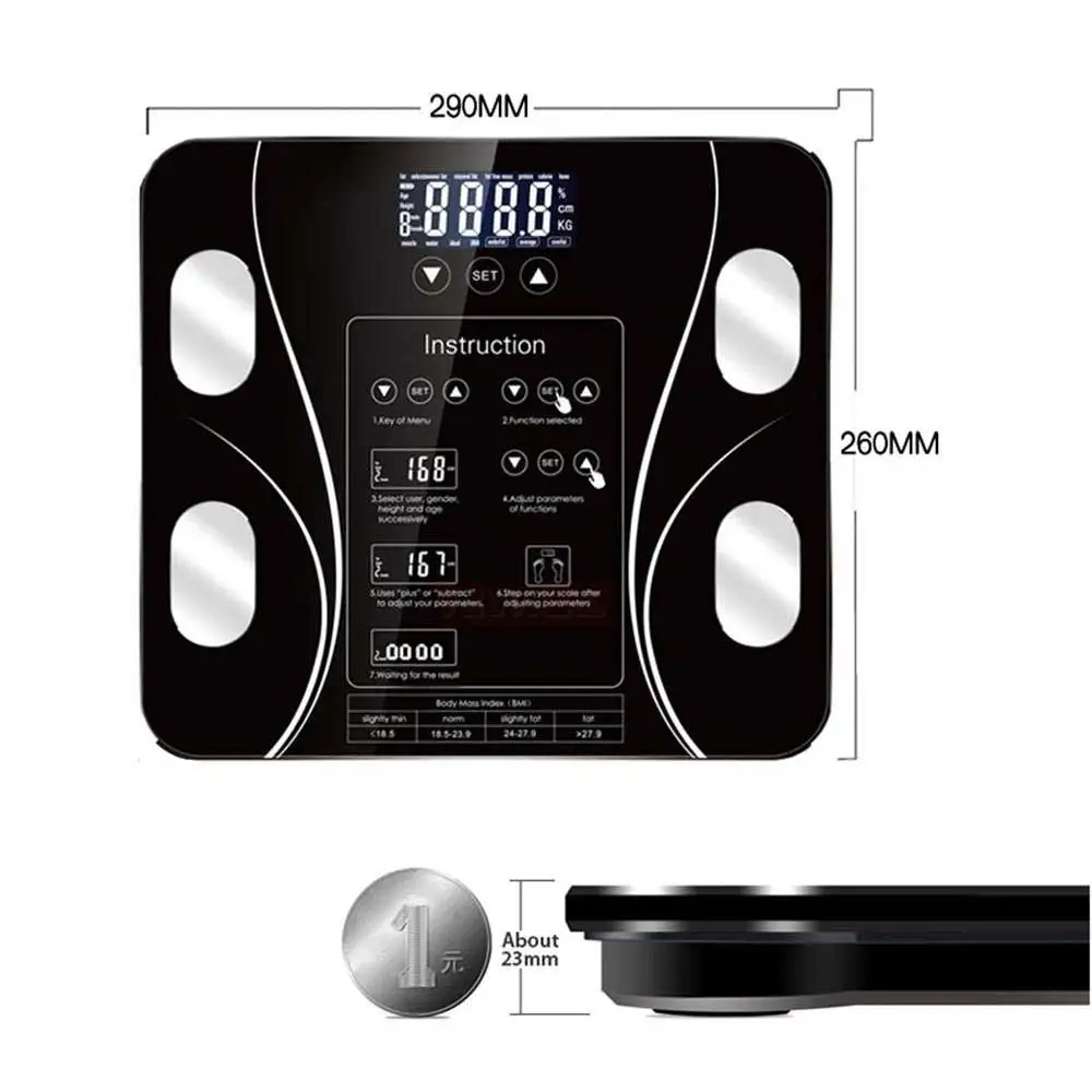 Bathroom Scale LED Electronic Digital Weight Scale Body Fat Smart Household Weighing Balance Connect Composition Weight Scale