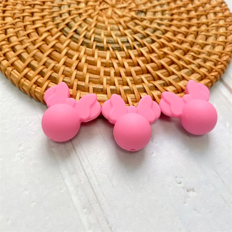 10pcs Silicone Teething Beads Minnie shape Food Grade DIY Necklace Accessories teething toys silicone teething toys baby teething toys silicone beads silicone teether silicone teething beads
