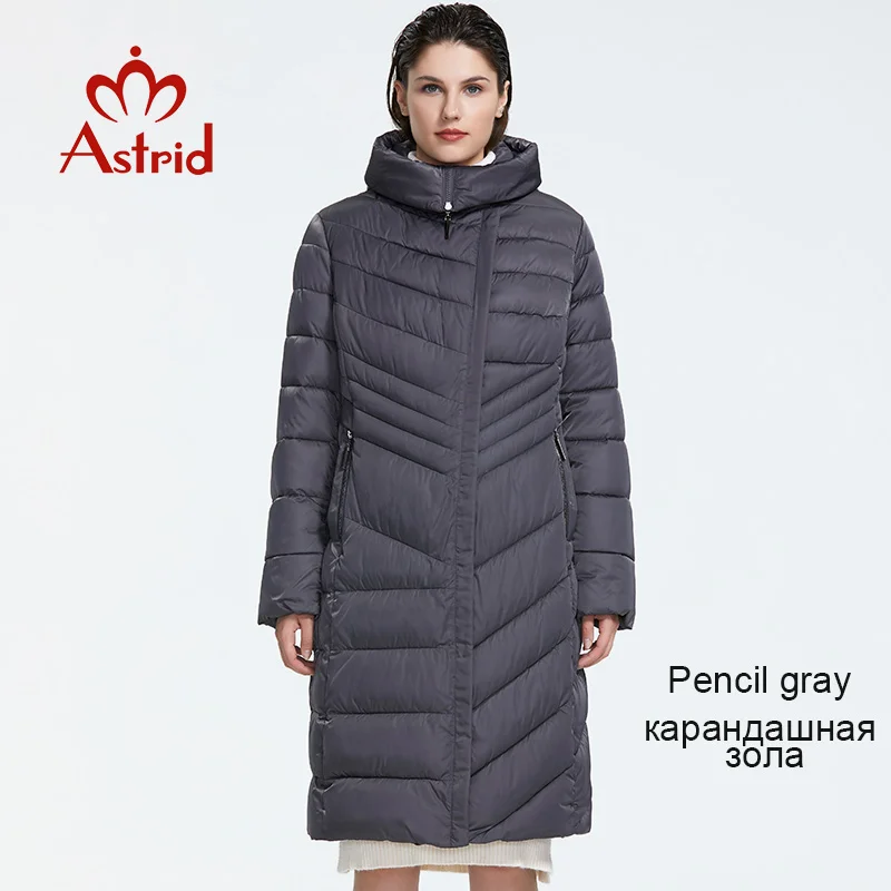 Astrid Зима новое поступление пуховая куртка женская верхняя одежда тёмные высококачественные цвет новая мода тонкий стиль длинное зимнее пальто для женщин AR-1110 - Цвет: 58 pencil gray