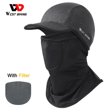 

WEST BIKING Summer Cycling Headwear Face Cover With Filter Men Women Ice Silk Anti-UV Sports Fishing Running Balaclava Cap
