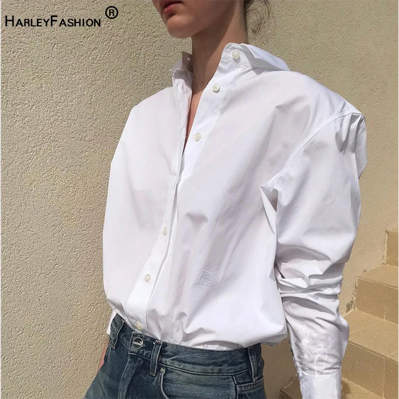 Рубашка HarleyFashion Женская в стиле оверсайз хлопковая свободная сорочка