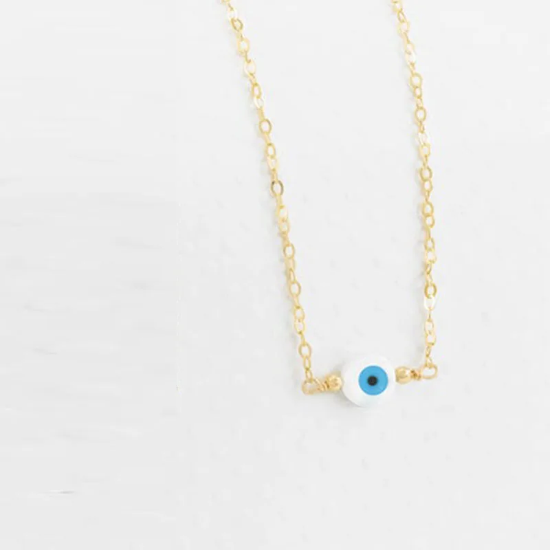 Blue Evil Eye Necklace, Handmade Turkish Glass and 18kt gold filled - Image 3