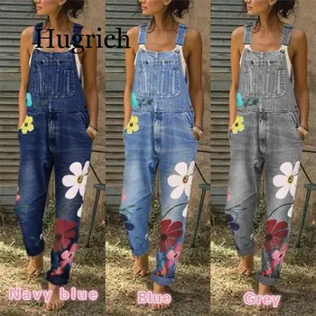 

Women Denim jumpsuit Sleeveless Overalls Floral Pant Long Trouser Frayed Jeans Women Romper Women Jumpsuits High waist Jeans