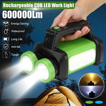 

600000LM Portable Spotlight Super Bright COB LED Floodlight USB Charging Solar Powered Spot Work Lamp Outdoor Camping Flashlight