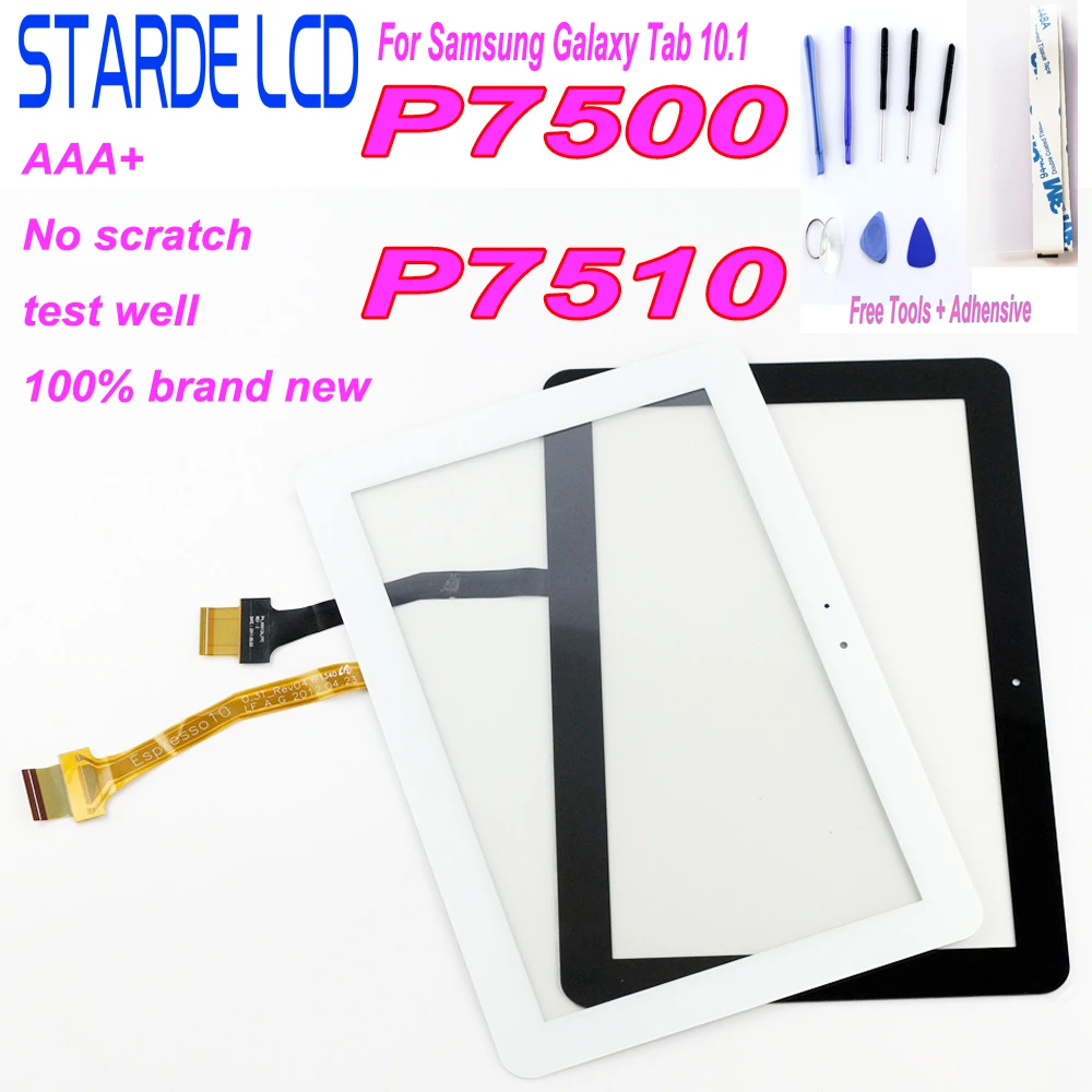 Ceny 100% testowane Digitizer ekran dotykowy Panel szklany do Samsung Galaxy Tab 10.1 3G P7500 P7510 GT P7500 P7510 P7501 (nie montaż lcd