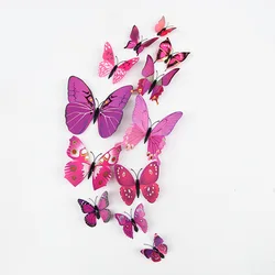 Set of 12 Vibrant 3D Butterfly Wall and Home Décor Magnets (Purple)