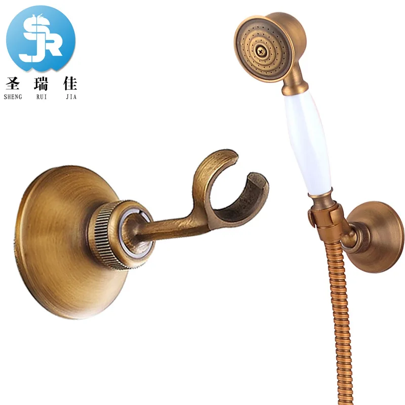 

Shengruijia European Style Vintage Shower Handheld Sprinkler Socket Copper Hand Spray Shower Pedestal Rotating Adjustable