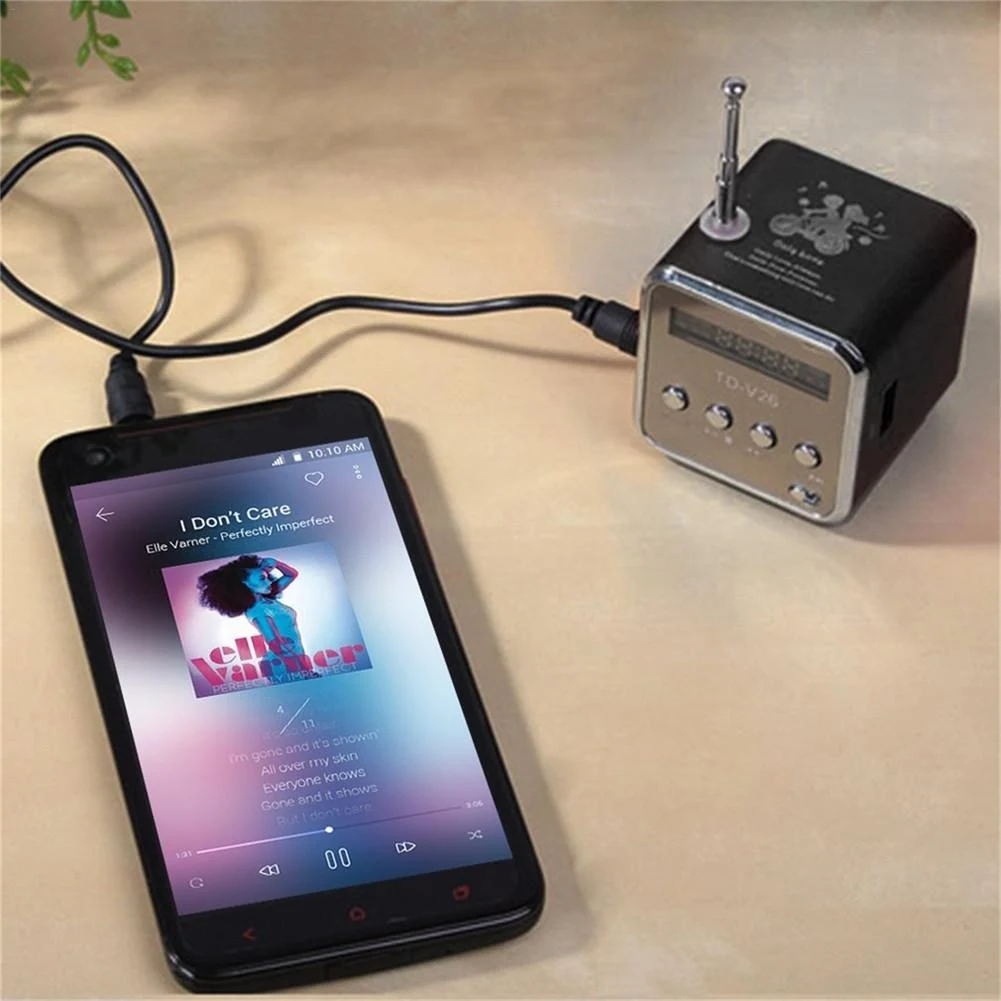 Upgraded Subwoofer Speaker Mini LED MP3 Player FM Stereo Portable Radio for PC Notebook TD-V26 Bluetooth-compatible