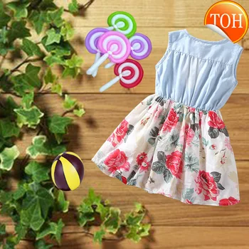 

Girls dresses Lovely Hot Kid Girls Jean Denim Bow Flower Ruffled Dress Sundress Clothing Costume