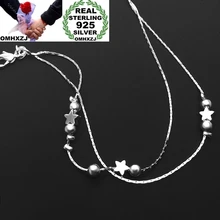 OMHXZJ Европейская мода для женщин и девушек подарок на день рождения свадьбу Звезда бусины две линии 925 пробы Серебряный ножной браслет JL04