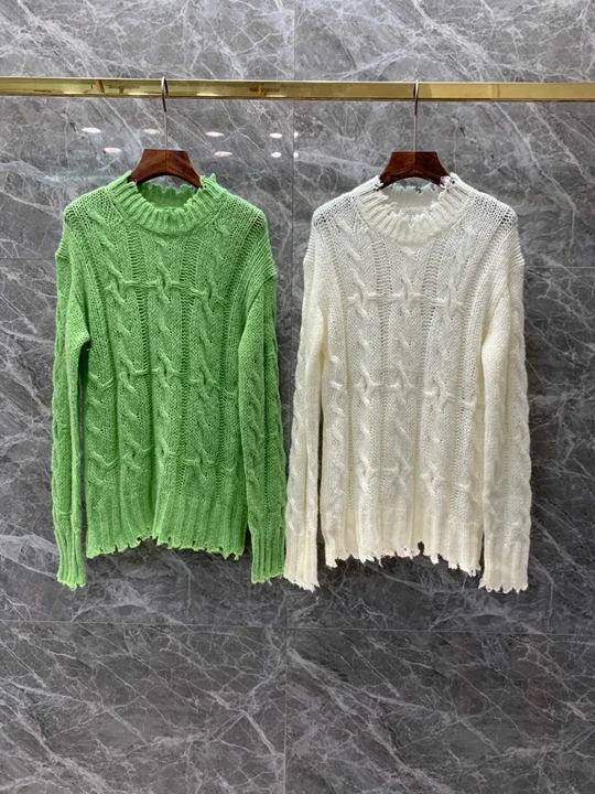 

2019 Early autumn new women's round collar Mohair knitted sweater 816