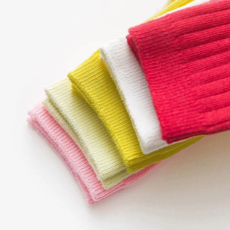 

Double Needles Combed Cotton CHILDREN'S Socks Colored Cotton Spring And Summer Boneless Suture Boy Girls'socks Tube Baby Socks S