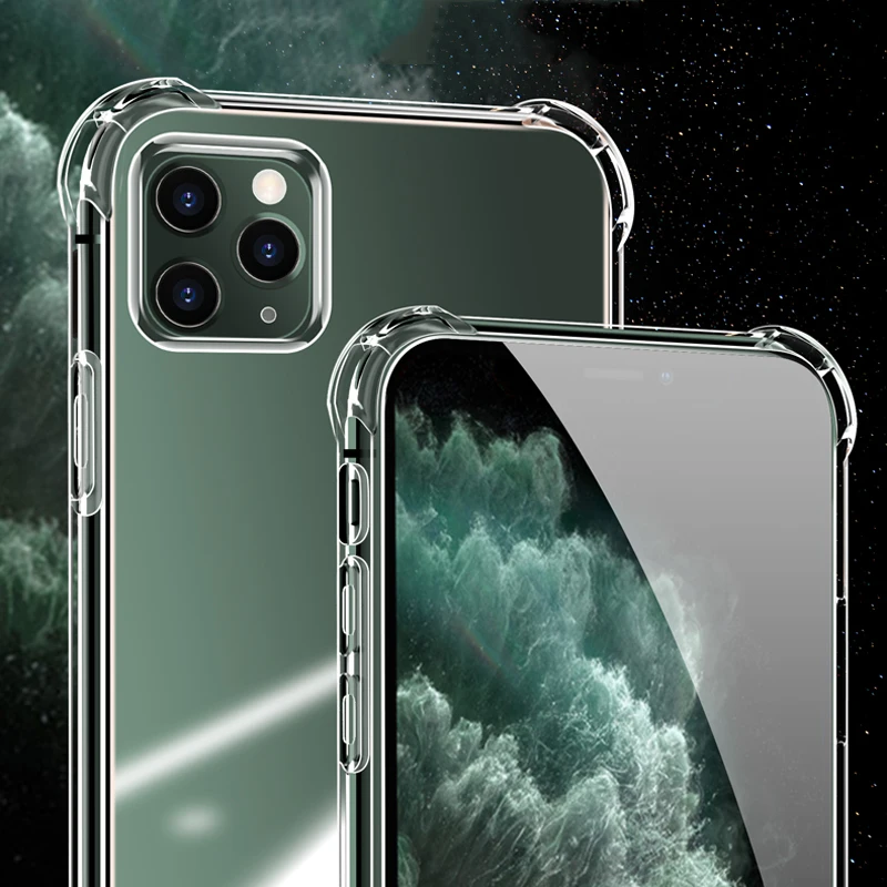 Transparent Shockproof Silicone Case For iPhone 11 12 Pro X XS Max XR 6 S 7 8 SE 2020 Plus 12 Mini Case Clear TPU Cover