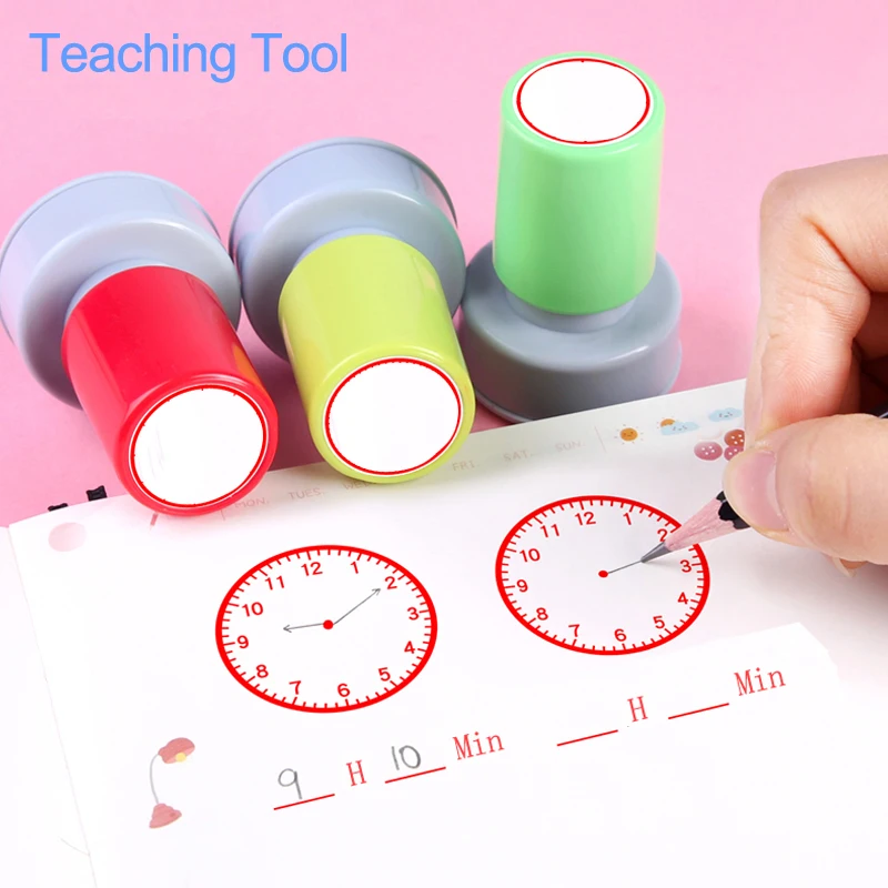 Herramientas de enseñanza para niños, sello de reloj de estilo múltiple para escuela primaria, 1 unidad
