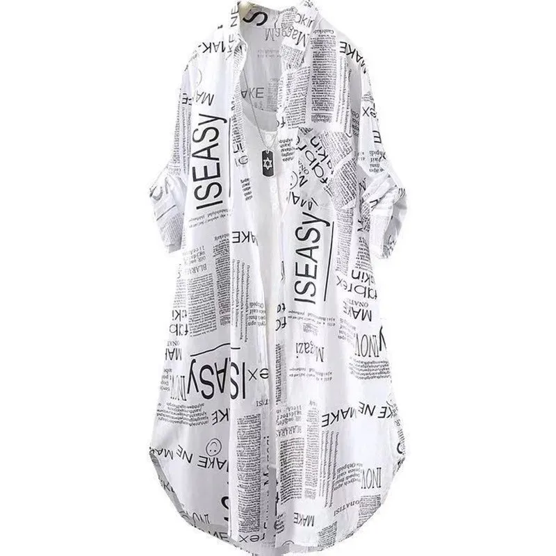 Long Button Up Loose Ladies Shirts - Image 2