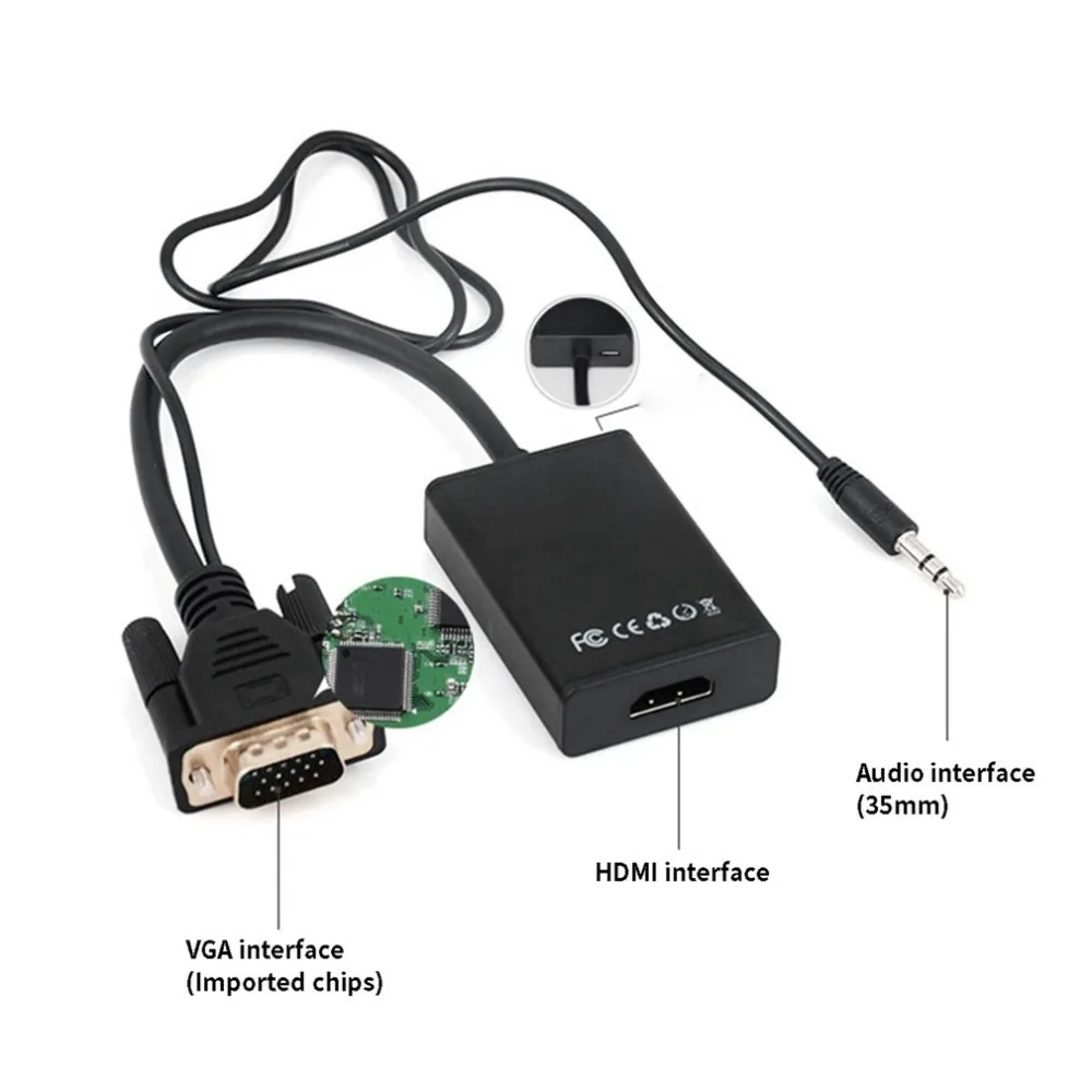 Преобразователь из Vga в Hdmi с аудио адаптером Vga в Hdmi Hd конвертер 1080 внешние аксессуары для компьютера