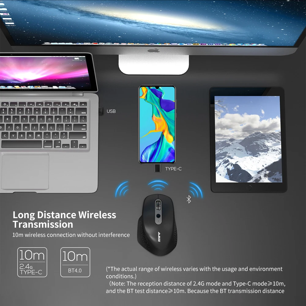 Ajazz i660T многорежимная перезаряжаемая мышь BT4.0 2,4G Беспроводная USB оптическая мышь type-C порт мышь для Mac ноутбук Настольный