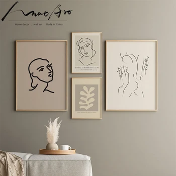 

Picasso poster modern abstract painting minimalism 4 piece set Canvas art print wall pictures for living room picture