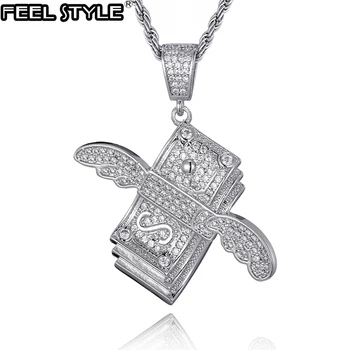 

Hip Hop Bling CZ Flying Cash Solid Back Iced Out Cubic Zircon Necklaces & Pendants For Men Jewelry Charm Tennis Chain