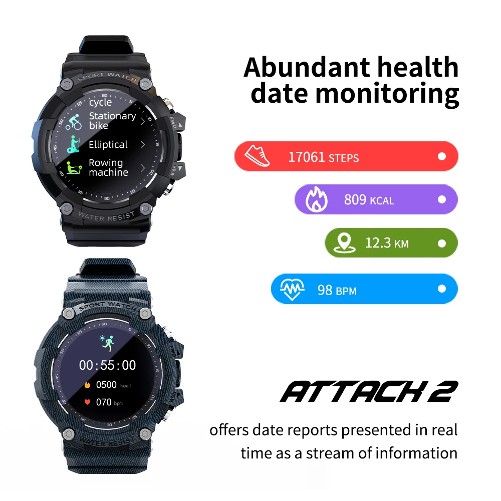 Inteligente de Fitness Monitoramento da Freqüência Cardíaca para Android Ip68 à Prova Novo Lokmat Esporte Relógio Rastreador Ataque 2 Bluetooth Dip68 Água Relógios Ios - Image 3
