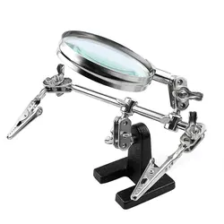 Support de Station de soudage avec loupe de soudage 5x, 2 pinces crocodile, support de soudage réglable rotatif à 360 degrés 