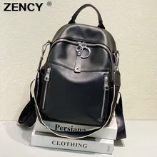 

ZENCY 2022 NEW Excellent HOT 100% Genuine Leather Women's Backpacks Top Layer Cowhide Large Capacity School Book Backpack Bags