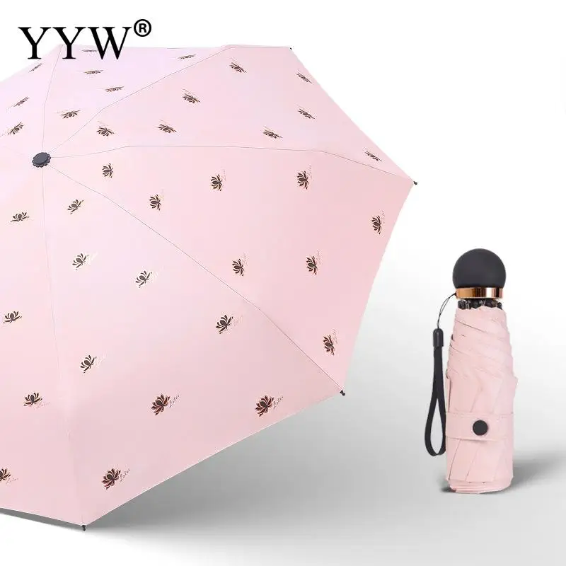 pink Мини карманный солнцезащитный зонтик 5 складной УФ маленькие зонты для женщин зонтик для девочек анти-УФ водонепроницаемый Paraguas портативный зонтик для путешествий - Цвет: pink