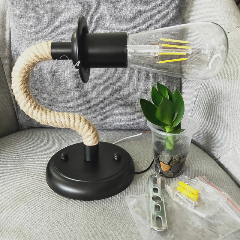 Wall Lamp American Country Hemp Rope Retro Wall Sconce Living Loft Lighting Stairs Vanity Indoor Lamp