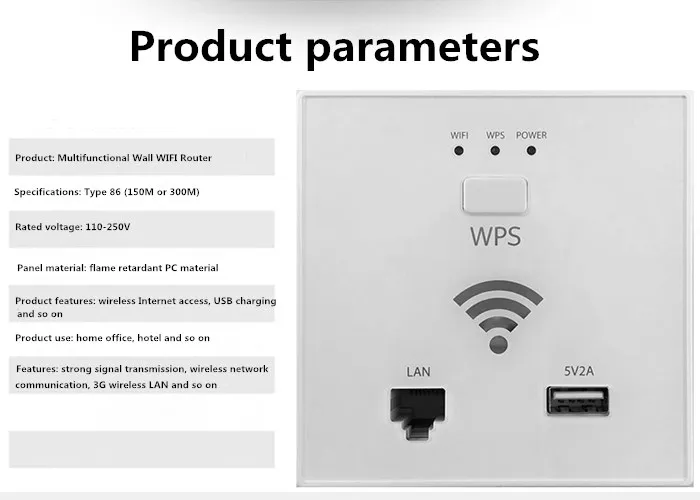 Новый 150 Мбит/с в стене WiFi точка доступа Беспроводная розетка AP для отеля Wi-Fi проект поддержка управления переменного тока и RJ45 USB WPS