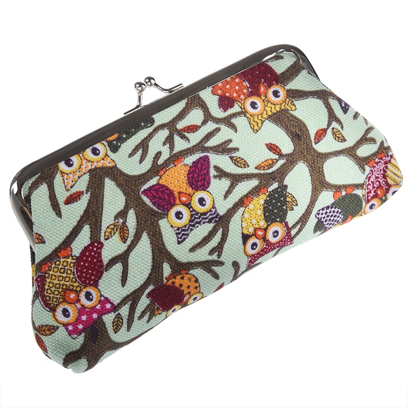 Мультфильм портмоне мешок денег кошелек сова шаблон(зеленый