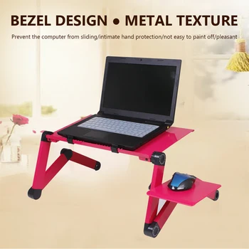 

Adjustable Notebook Desk Aluminum Laptop Desk Portable Bed Lapdesk Tray PC Table Stand Notebook Table Desk Stand With Mouse Pad